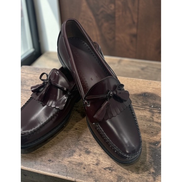 L.L. Bean Other - LL Bean Mens Beefroll Tassel Loafers Burgundy Leather Moc Toe Dress Shoes 12D